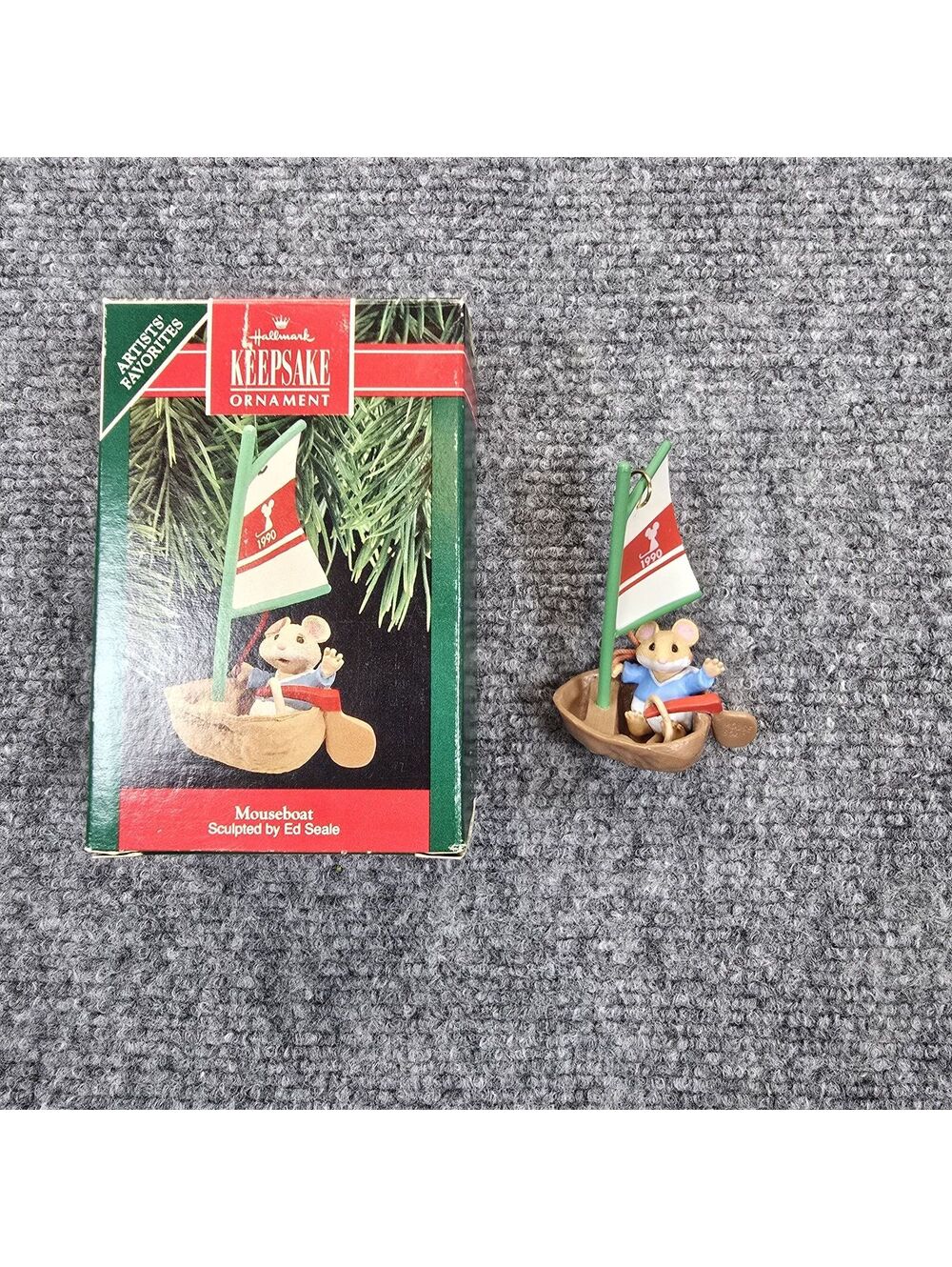 Hallmark Keepsake Mouse Boat 1990 Christmas Ornament Original Box